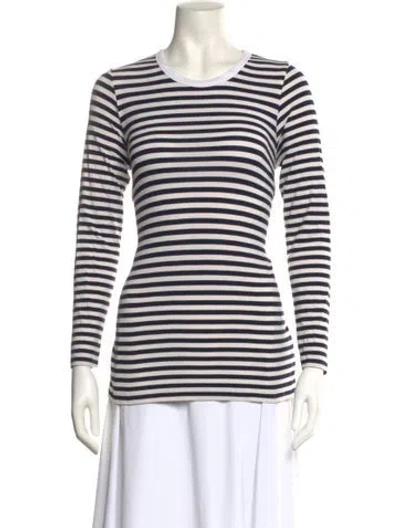 Pre-owned Hatch Striped Crew Neck T-shirt In Neutral