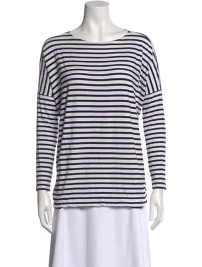Pre-owned Hatch Striped Crew Neck T-shirt In Neutral