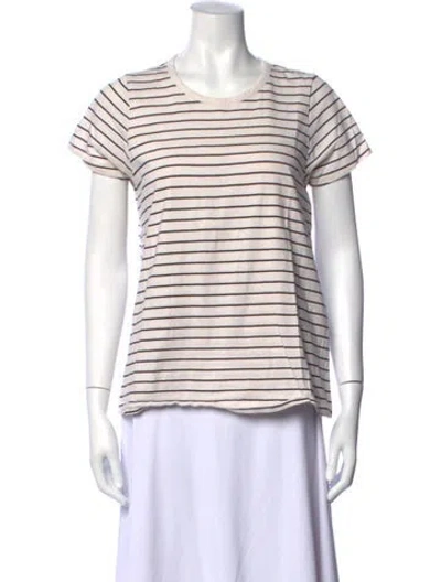 Pre-owned Hatch Striped Crew Neck T-shirt In Neutrals