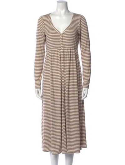 Pre-owned Hatch Striped Long Dress In Neutrals