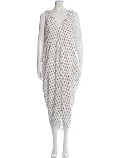 Pre-owned Hatch Striped Long Dress In White