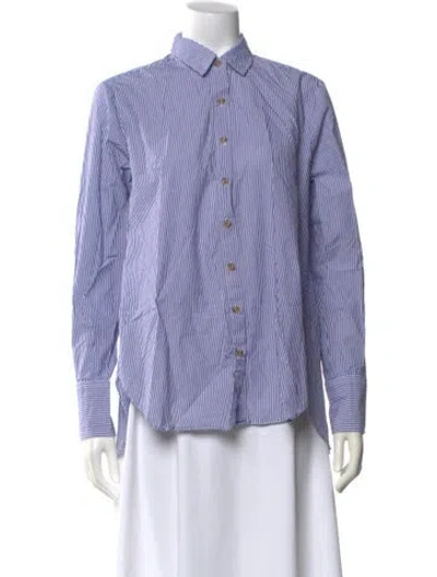 Pre-owned Hatch Striped Long Sleeve Button-up Top In Multi