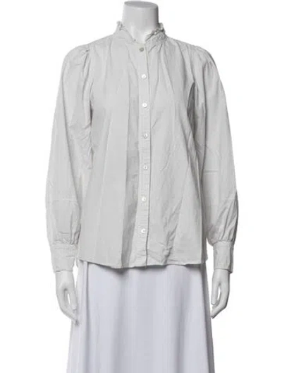 Pre-owned Hatch Striped Long Sleeve Button-up Top In White