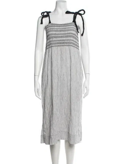 Pre-owned Hatch Striped Midi Length Dress In Black