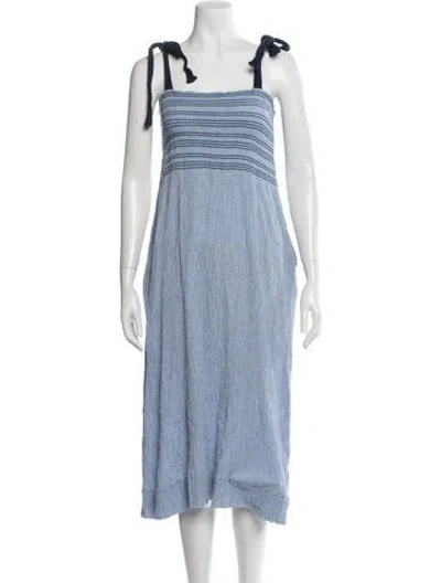 Pre-owned Hatch Striped Midi Length Dress In Blue