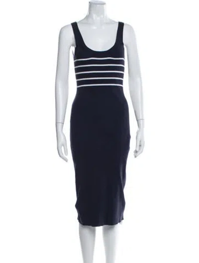 Pre-owned Hatch Striped Midi Length Dress In Blue