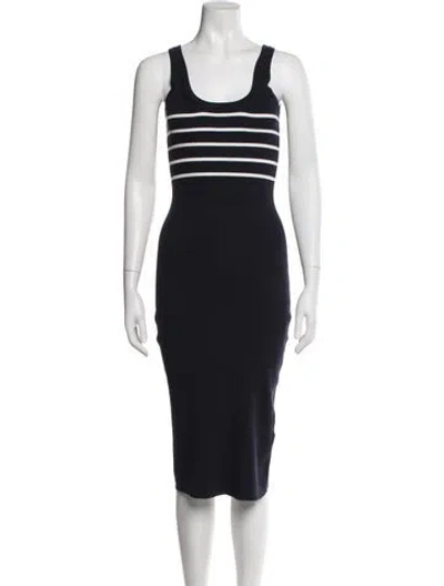 Pre-owned Hatch Striped Midi Length Dress In Blue