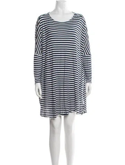 Pre-owned Hatch Striped Midi Length Dress In Blue