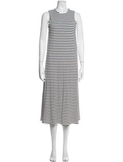Pre-owned Hatch Striped Midi Length Dress In Blue/white