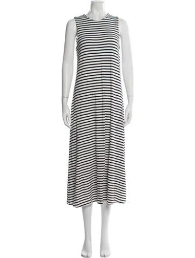 Pre-owned Hatch Striped Midi Length Dress In Blue/white
