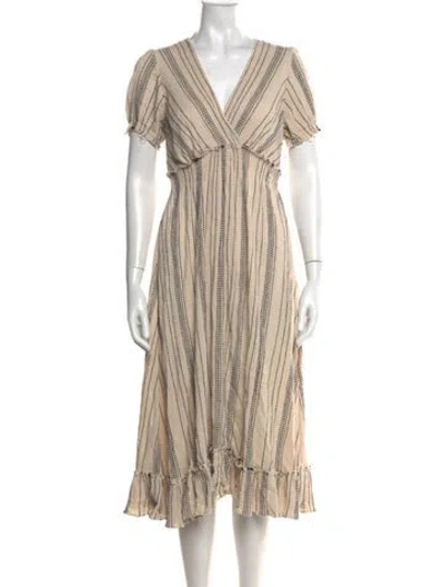 Pre-owned Hatch Striped Midi Length Dress In Neutral