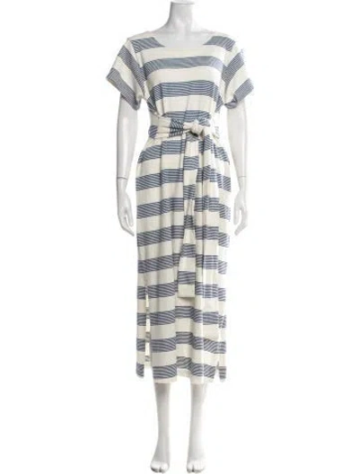 Pre-owned Hatch Striped Midi Length Dress In Neutrals