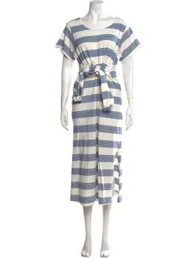 Pre-owned Hatch Striped Midi Length Dress In Neutrals