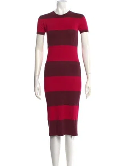 Pre-owned Hatch Striped Midi Length Dress In Red
