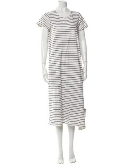 Pre-owned Hatch Striped Midi Length Dress In White