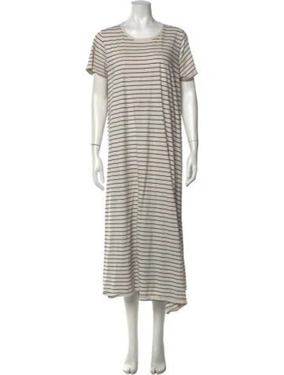 Pre-owned Hatch Striped Midi Length Dress In White