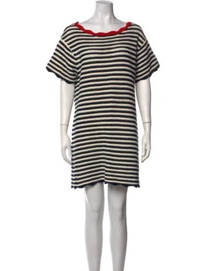 Pre-owned Hatch Striped Mini Dress W/ Tags In Black/neutrals