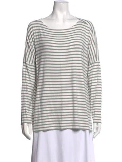 Pre-owned Hatch Striped Scoop Neck Top In Grey/white