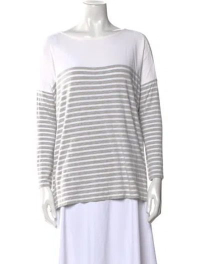 Pre-owned Hatch Striped Scoop Neck T-shirt In Neutral