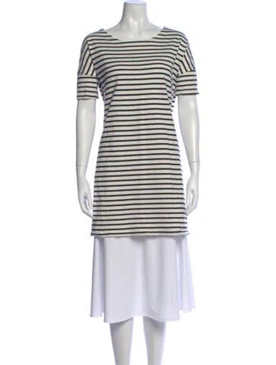 Pre-owned Hatch Striped Scoop Neck T-shirt In Neutral