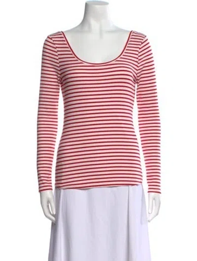 Pre-owned Hatch Striped Scoop Neck T-shirt In Red