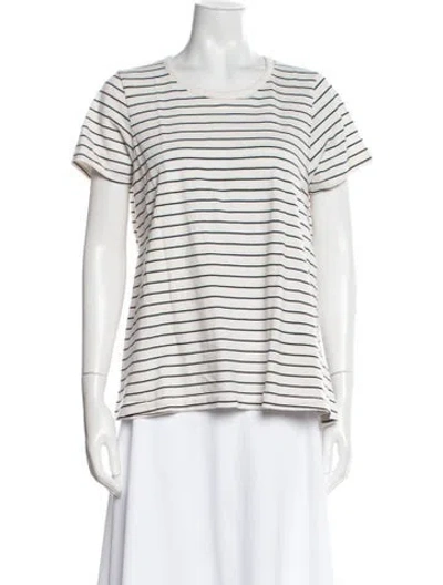 Pre-owned Hatch Striped Scoop Neck T-shirt In White