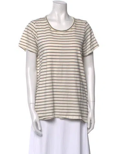 Pre-owned Hatch Striped Scoop Neck T-shirt In White
