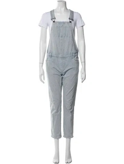 Pre-owned Hatch Striped Square Neckline Jumpsuit In Blue