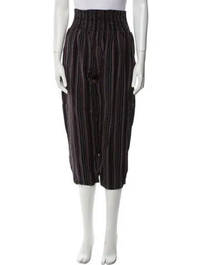 Pre-owned Hatch Striped Straight Leg Pants In Black