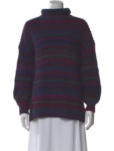 Pre-owned Hatch Striped Turtleneck Sweater In Blue