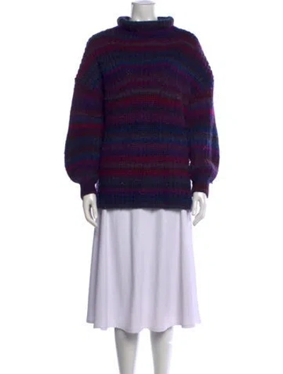 Pre-owned Hatch Striped Turtleneck Sweater In Purple