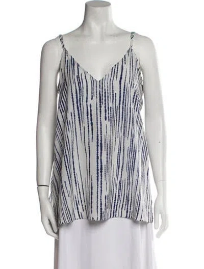 Pre-owned Hatch Striped V-neck Top In Blue