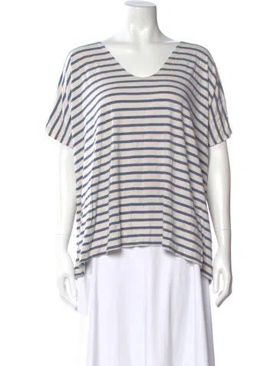 Pre-owned Hatch Striped V-neck T-shirt In Multi