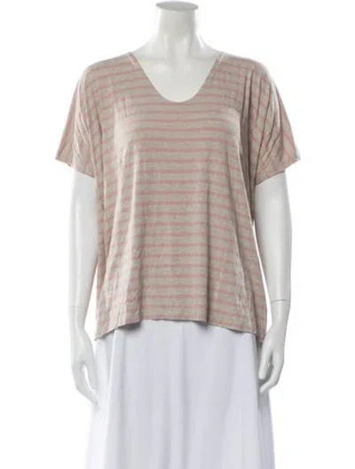 Pre-owned Hatch Striped V-neck T-shirt In Neutral