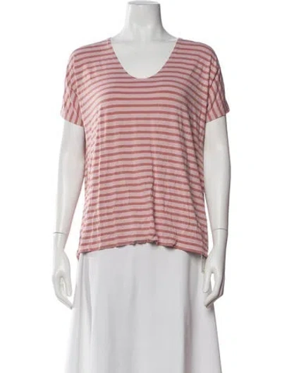 Pre-owned Hatch Striped V-neck T-shirt In Pink