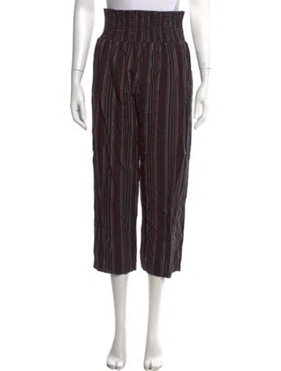 Pre-owned Hatch Striped Wide Leg Pants In Black