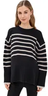 Hatch The Carly Knit Pullover Black/oat Melange Stripe In Black/oat Melange Stripe