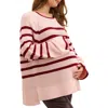 Hatch The Carly Striped Shaker Pullover In Pink