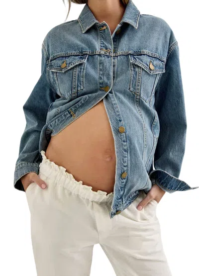Hatch The Classic Maternity Jean Jacket In Light Wash In Blue