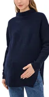 Hatch The Cozy Shaker Turtleneck Pullover Ink In Ink