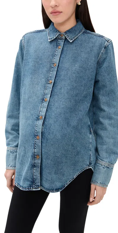 Hatch The Drapey Denim Boyfriend Shirt Vintage Dream Blue