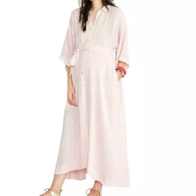 Hatch The Elsa Stripe Linen Blend Maxi Dress In Rose In Multi