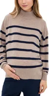 Hatch The Estella Turtleneck Oat Melange/navy Stripe In Oat Melange/navy Stripe