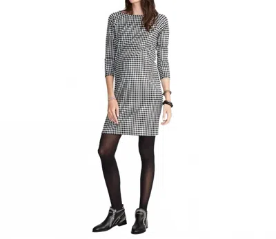 Hatch The Mila 3/4 Sleeve Dress In Black/ivory In Multi