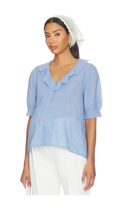 Hatch The Plaid Lou Lou Nursing Blouse In Blue