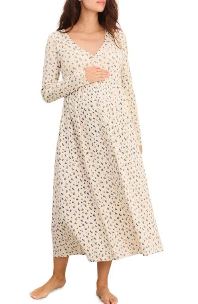Hatch The Printed Waffle Nursing Dress In Neutral