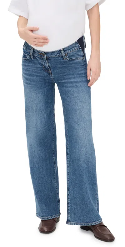Hatch The Relaxed Wide Leg Maternity Jeans True Indigo In Blue