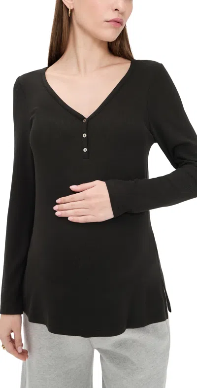 Hatch The Softest Rib Nursing Henley Black