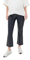 Hatch The Vegan Stretch Leather Crop Flare Pants Ink In Ink