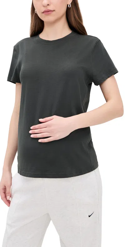 Hatch The Washed Cotton Crew Neck Tee Washed Black